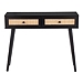 Black Wood and Rattan 2-Drawer Console Table