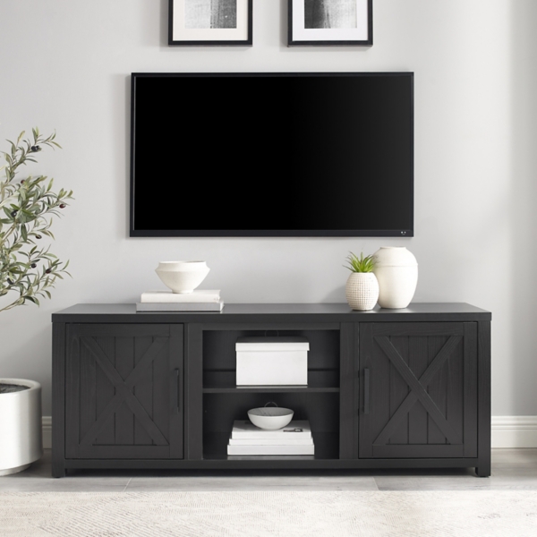 Black Wood Farmhouse Media Cabinet