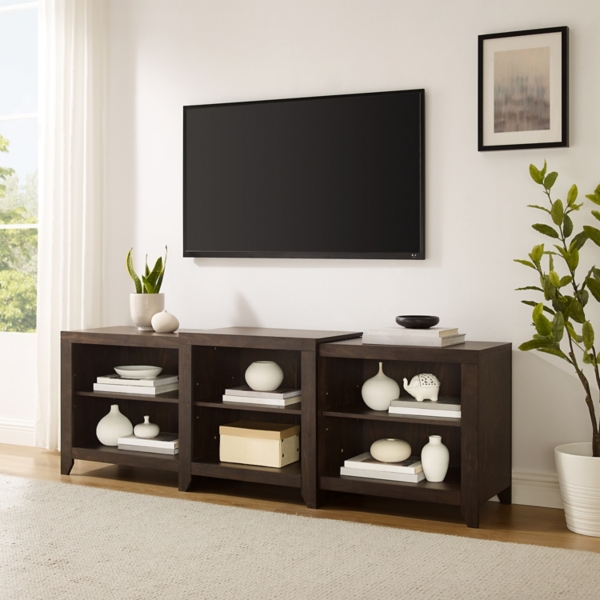 Brown Wood 6-Shelf Media Cabinet