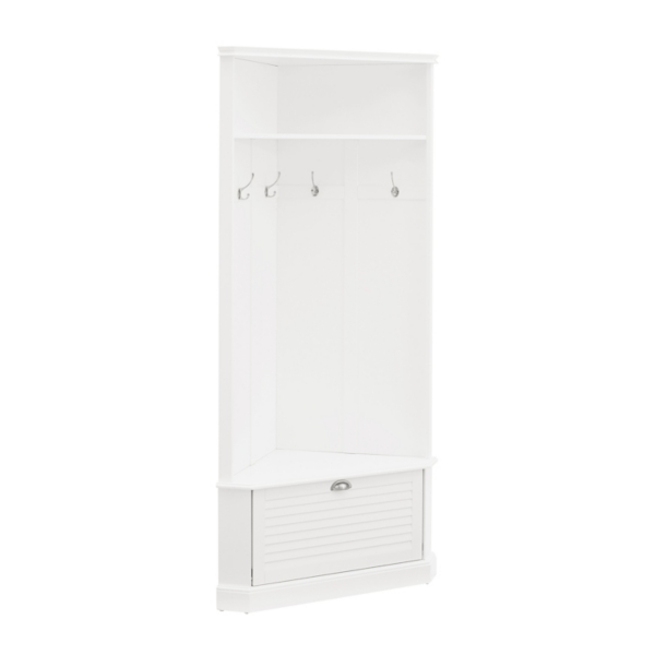White Wood Drop Door Corner Hall Tree Kirklands Home
