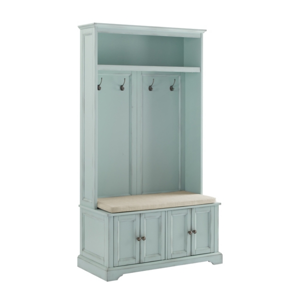 Wood Hall Tree with Cushioned Bench