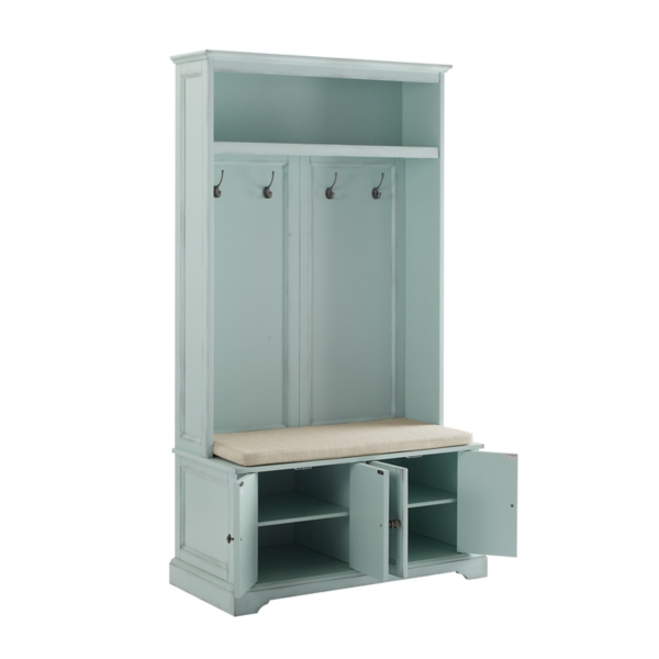 Wood Hall Tree with Cushioned Bench