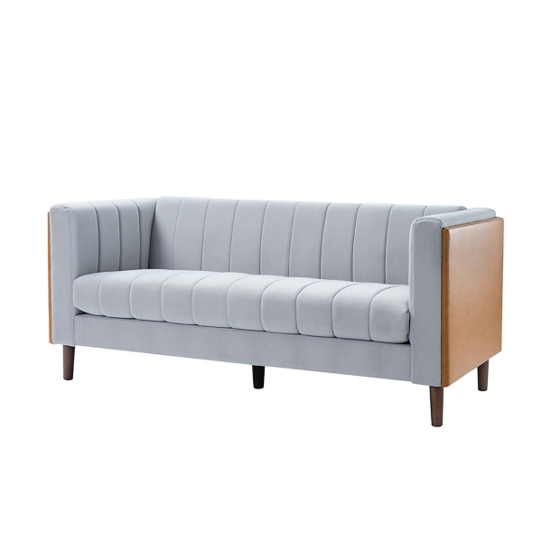 Gray and Brown Leather Square Arm Sofa Kirklands Home