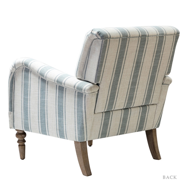 White Carved Slope Stripe Accent Chair