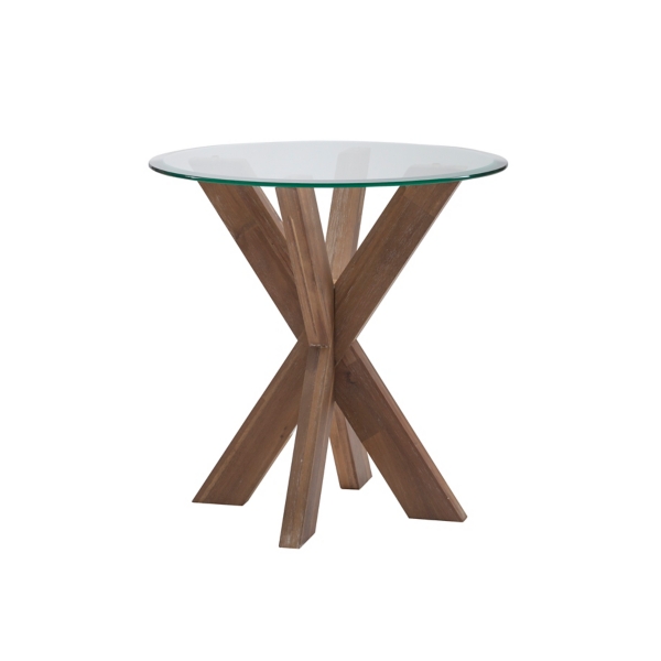 Natural Wood and Glass Top XBase Accent Table Kirklands Home