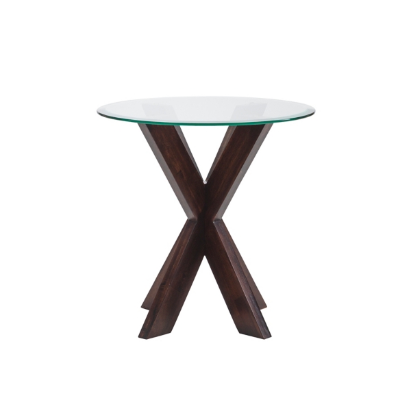 Brown Wood and Glass Top XBase Accent Table Kirklands Home