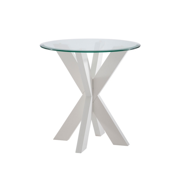 White Wood and Glass Top XBase Accent Table Kirklands Home