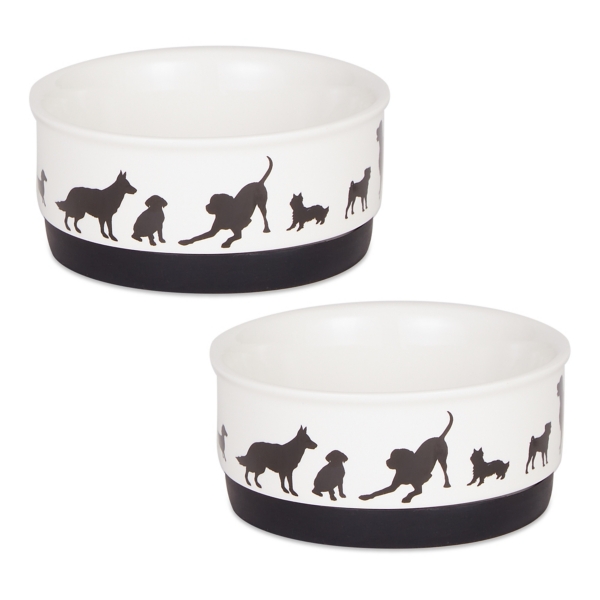 Black and White Dogs 2pc. Pet Bowl Set, 4 in. Kirklands Home