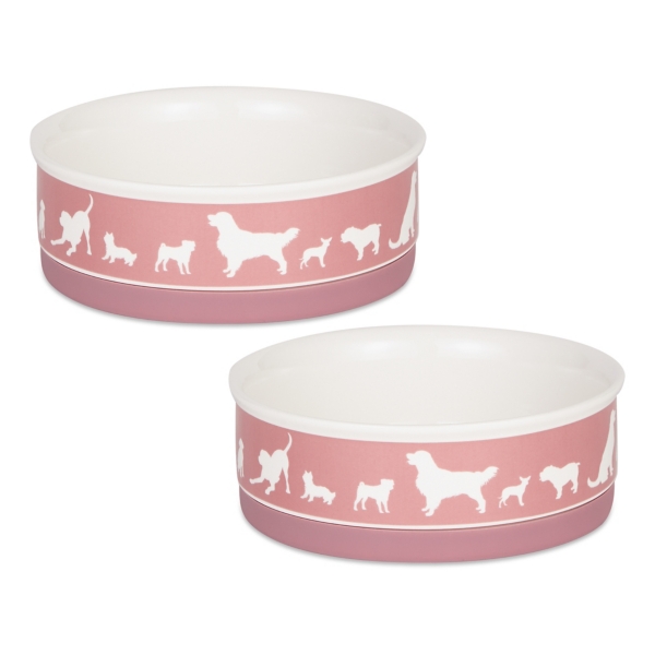Pink Silhouette 2pc. Dog Bowl Set, 6 in. Kirklands Home