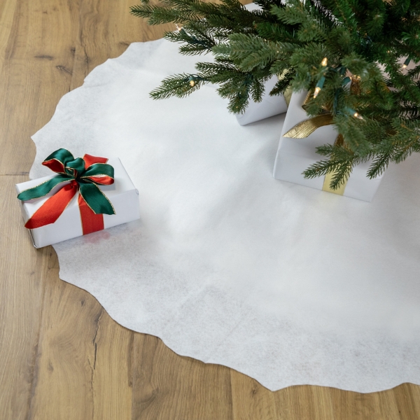 White Scalloped Christmas Tree Skirt, 48 in. Kirklands Home