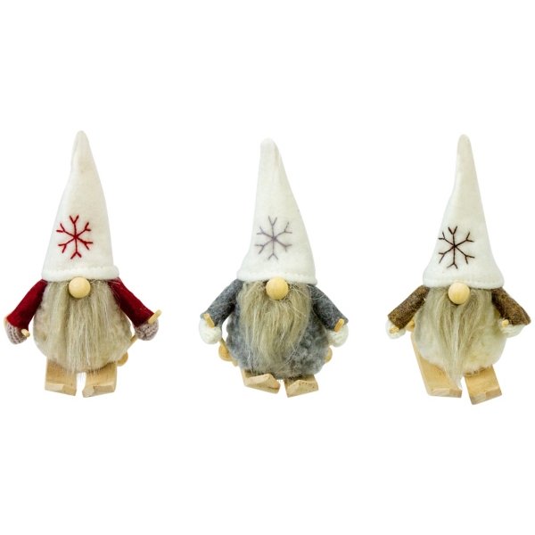 Skiing Gnome Ornaments, Set of 3