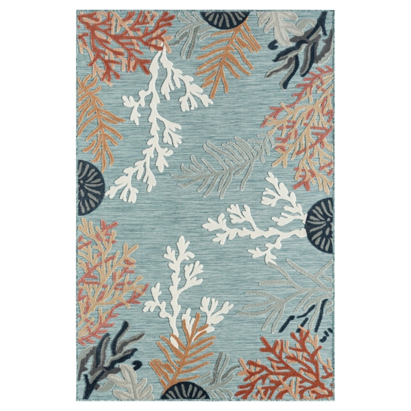 Teal Coral Reef Area Rug, 5x7