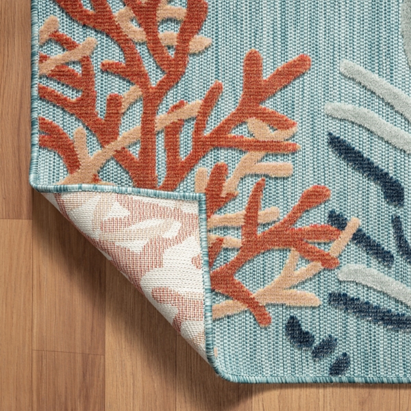 Teal Coral Reef Area Rug, 5x7