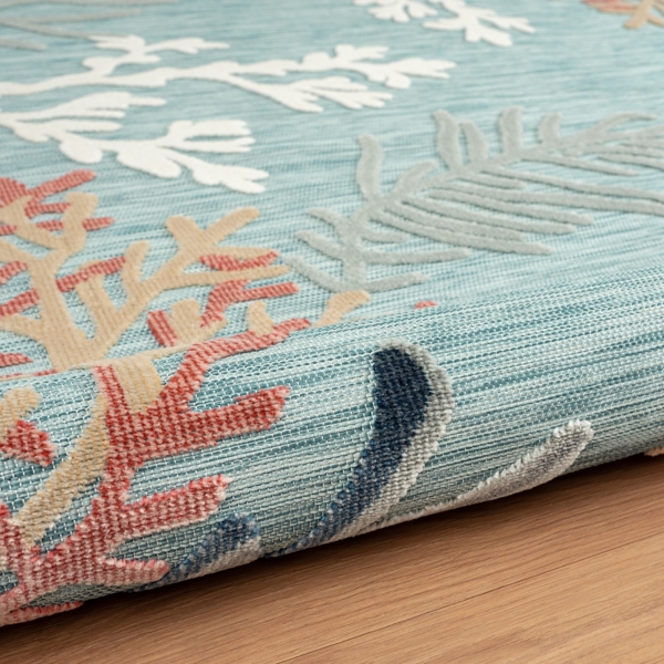 Teal Coral Reef Area Rug, 5x7
