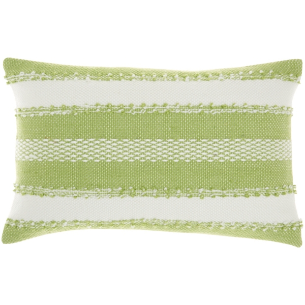 Lime Woven Stripe Reversible Outdoor Lumbar Pillow Kirklands Home