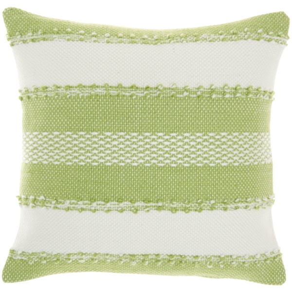 Lime Woven Stripe Reversible Outdoor Square Pillow