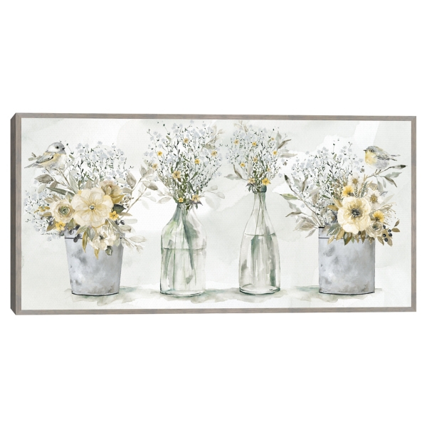 Farmhouse Bouquets Framed Canvas Art Print | Kirklands Home