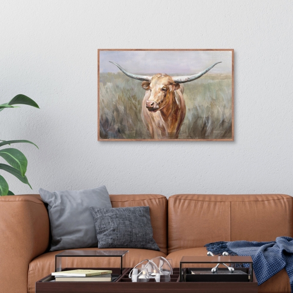 Big Sky Longhorn Framed Canvas Art Print
