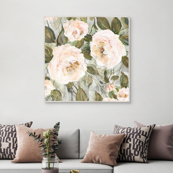 Soft California Roses Framed Canvas Art
