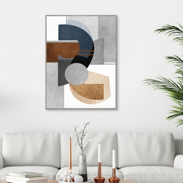 Abstract Organic Shapes Framed Canvas Art Print