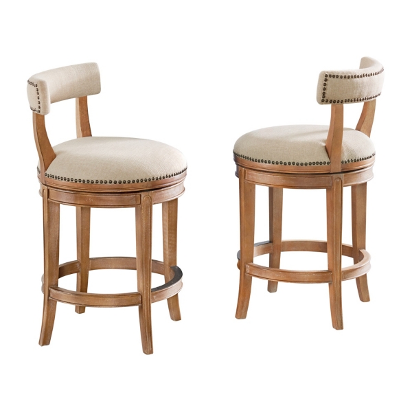 Natural Linen Swivel Counter Stools, Set of 2 Kirklands Home
