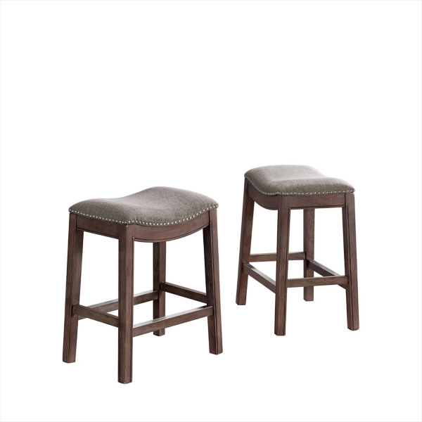 Gray Nailhead Trim Saddle Counter Stools, Set of 2 Kirklands Home