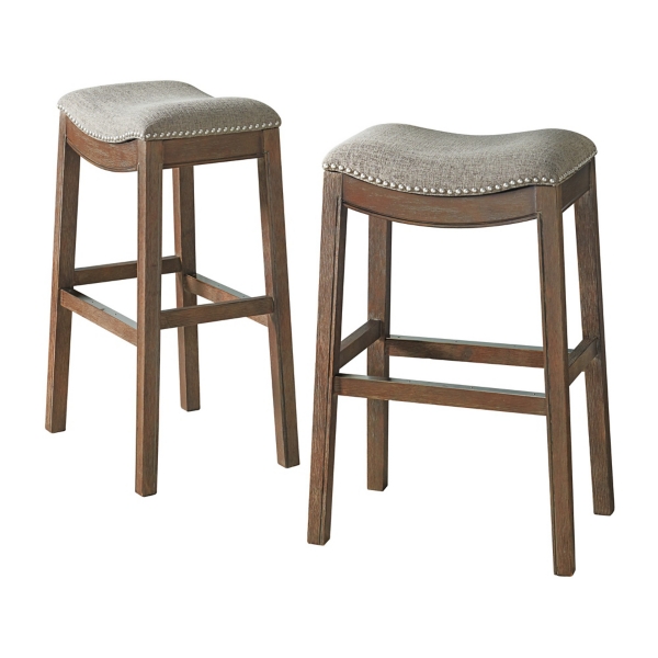 Gray Nailhead Trim Saddle Bar Stools, Set of 2 Kirklands Home