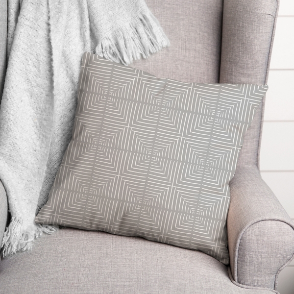 Gray Geometric Indoor/Outdoor Pillow