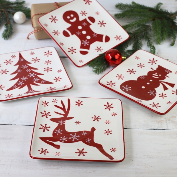 Christmas Character Salad Plates, Set of 4