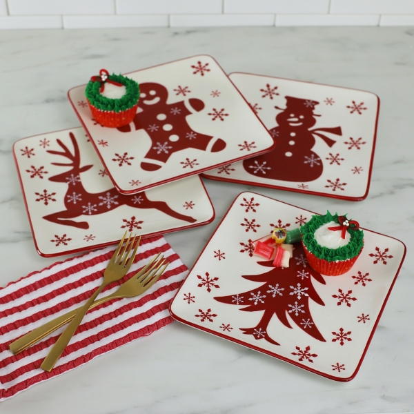 Christmas Character Salad Plates, Set of 4