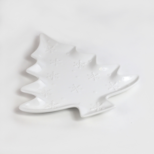 White Christmas Tree & Snowflakes Serving Platter Kirklands Home