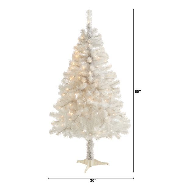 5 ft. Clear Pre-Lit White Christmas Tree
