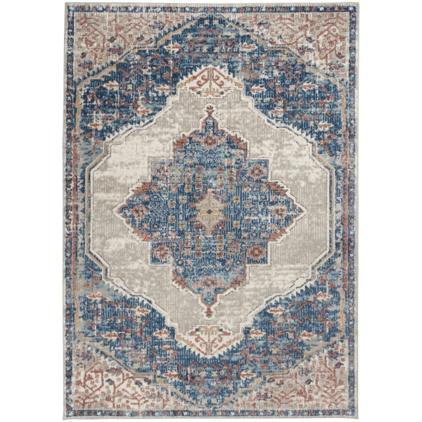 Ivory Antique Diamond Medallion Area Rug, 5x7 Kirklands Home