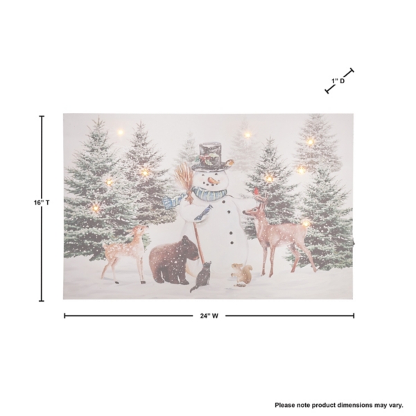 Pre-Lit Woodland Snowman Canvas Art Print