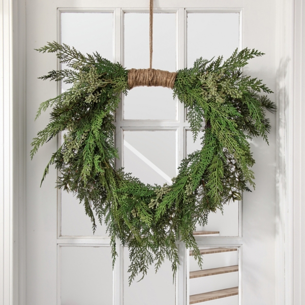 Twine Bound Cedar Branch Wreath