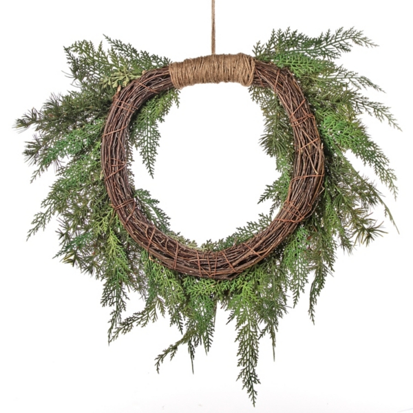 Twine Bound Cedar Branch Wreath