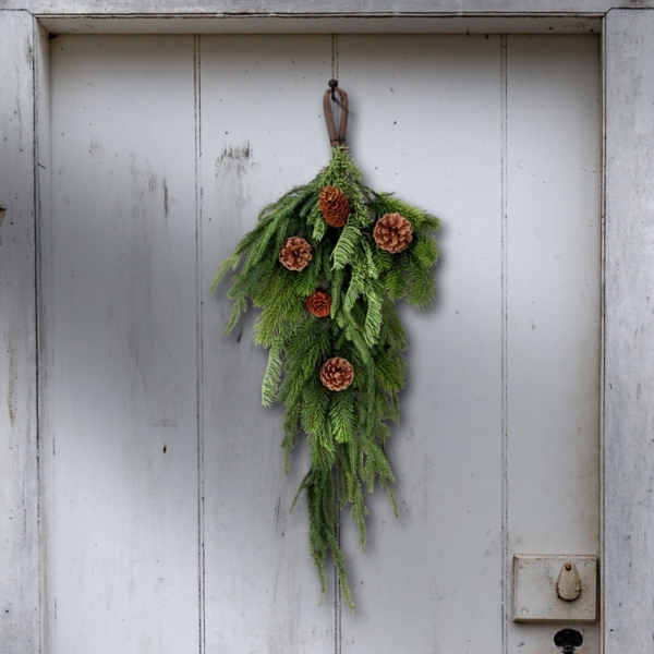 Norfolk Spruce and Juniper Teardrop Swag