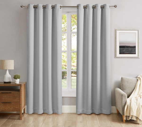 Smoky Gray Blackout Curtain Panel Set, 84 in.