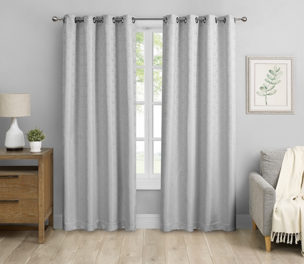 Gray Fans Blackout Curtain Panel Set, 84 in.