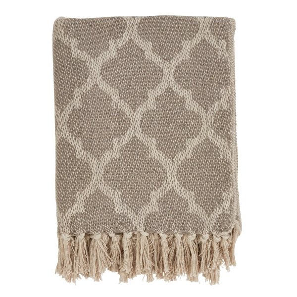 Tan Geometric Fringe Throw Blanket Kirklands Home