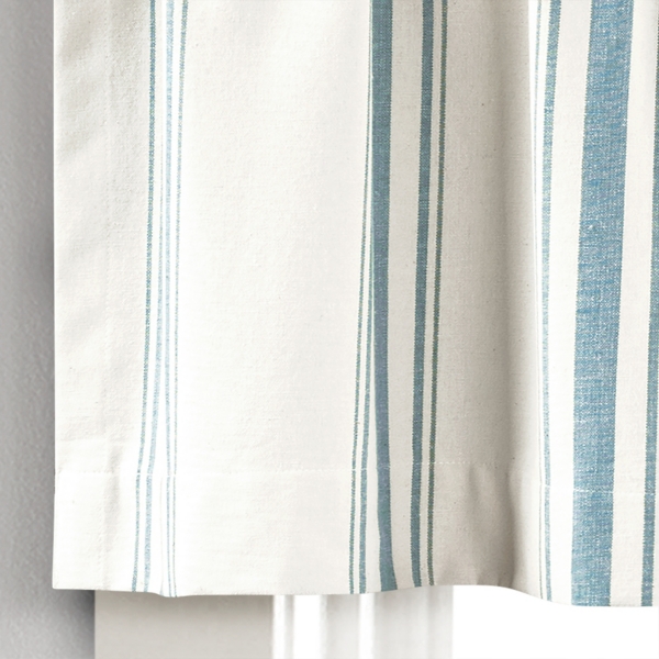 Blue and White Farmhouse Stripe Valance