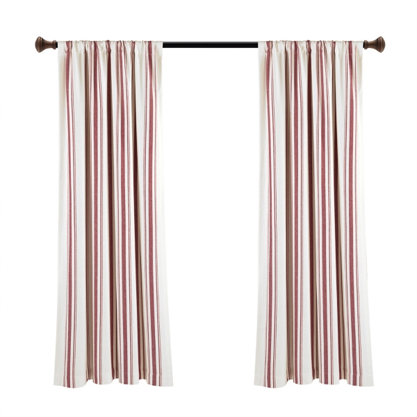Red Farmhouse Stripe Curtain Panels, Set of 2 | Kirklands Home