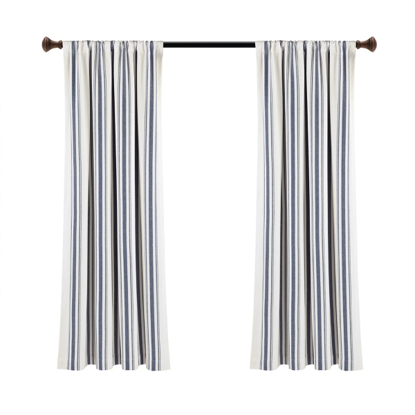 Navy Farmhouse Stripe Curtain Panels, Set of 2 | Kirklands Home