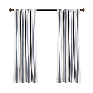 Navy and White Farmhouse Stripe Valance