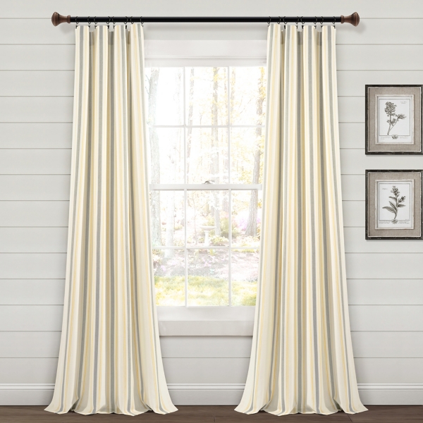 Yellow & Gray Farmhouse Curtain Panel Set, 95 in.