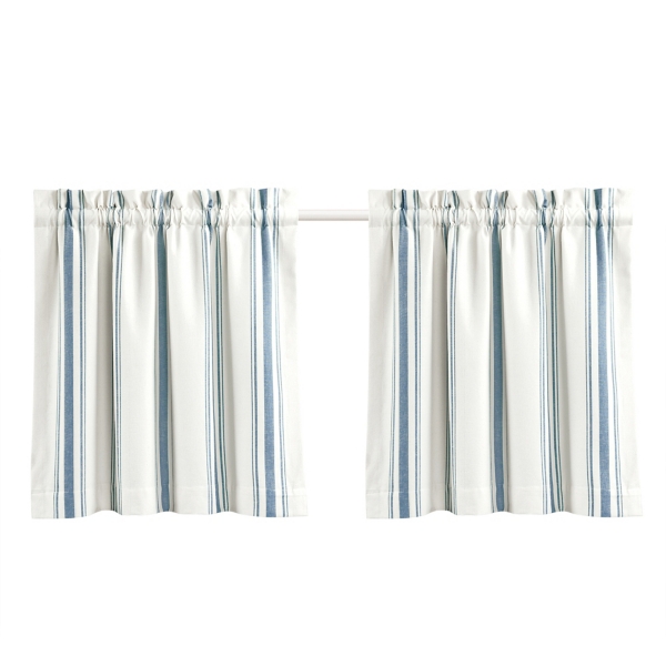 Blue & White Stripe Cafe Curtain Panel Set, 24 in. Kirklands Home
