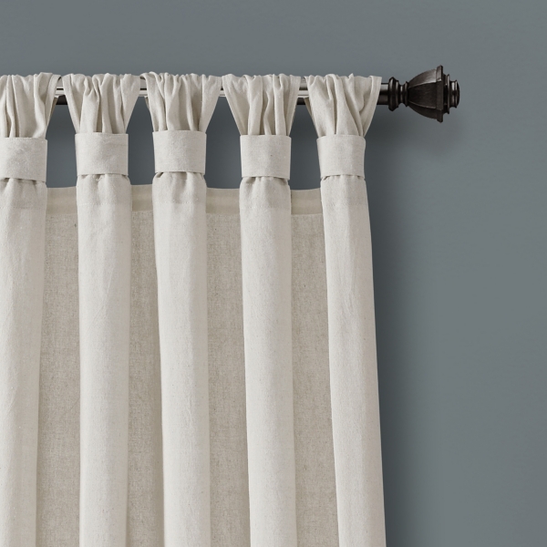 Ivory Burlap Knotted Curtain Panel Set, 120 in.