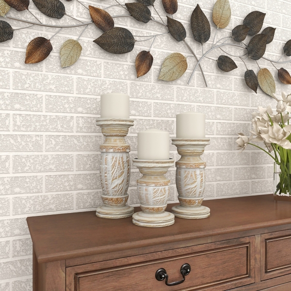 White Carved Wood Candle Holders, Set of 3 Kirklands Home