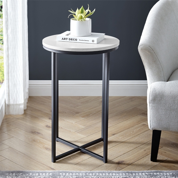 Daisy Faux Marble X Base Accent Table Kirklands Home