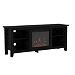 Black Wood LED Fireplace Media Cabinet